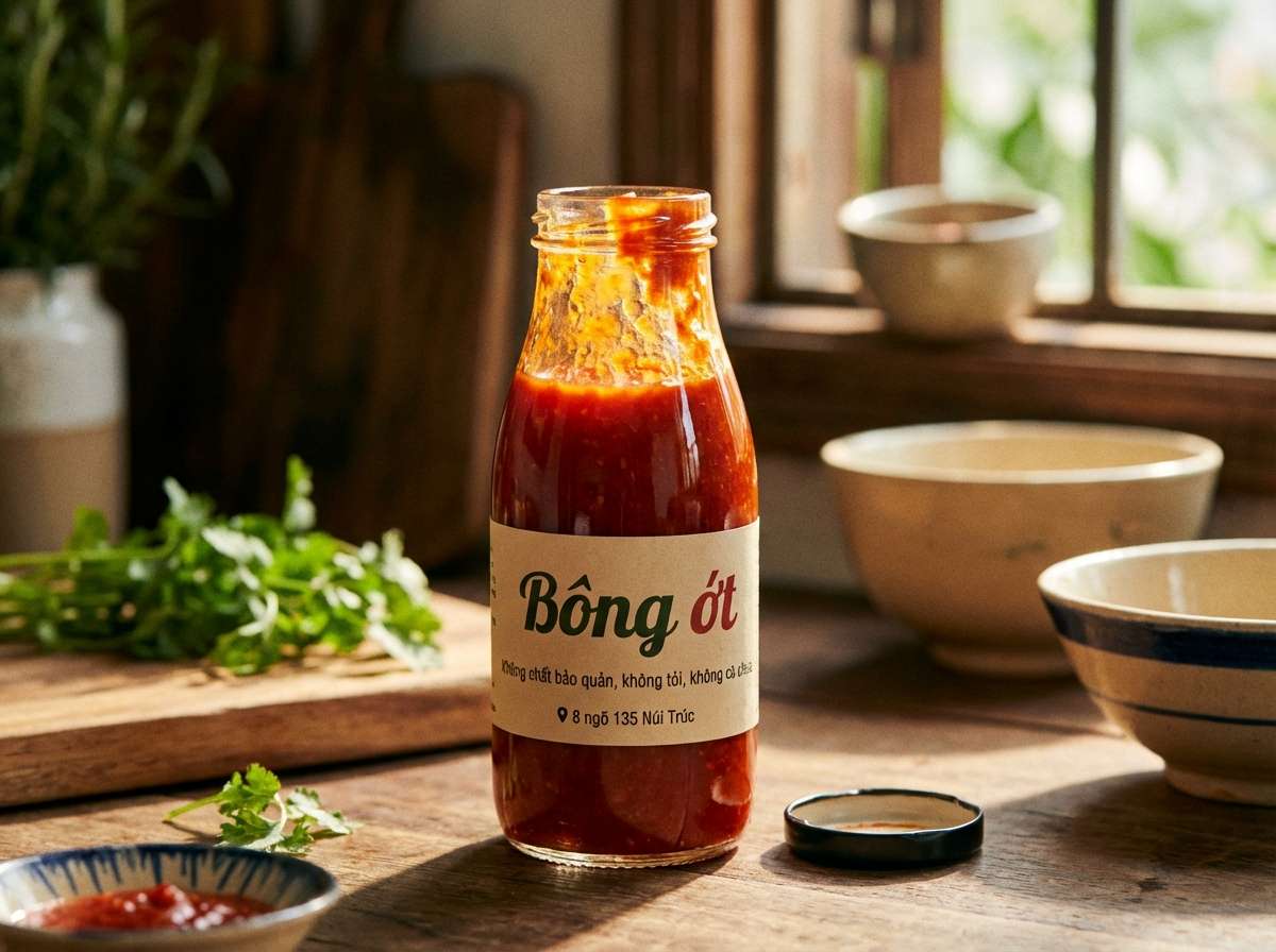 Chai tương ớt Bông Ớt trong căn bếp Việt truyền thống